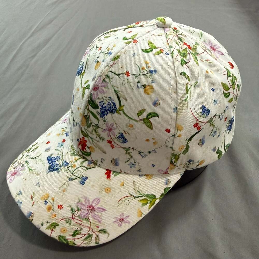 Giani Bernini Botanical Floral Print Baseball Cap Hat Adjustable White - Picture 2 of 7